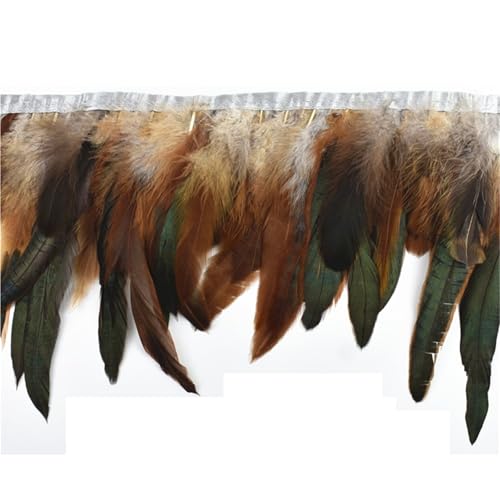 10 Meter Hahnenfedern, Fransenbesatz auf Band, Huhn, Hahn, Fasanenfeder for Kleidung, , Nähen, Dekoration für Bastelarbeiten Hochzeit Party Dekoration(Gray) von ZYFHYU