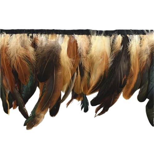 10 Meter Hahnenfedern, Fransenbesatz auf Band, Huhn, Hahn, Fasanenfeder for Kleidung, , Nähen, Dekoration für Bastelarbeiten Hochzeit Party Dekoration(Natural) von ZYFHYU