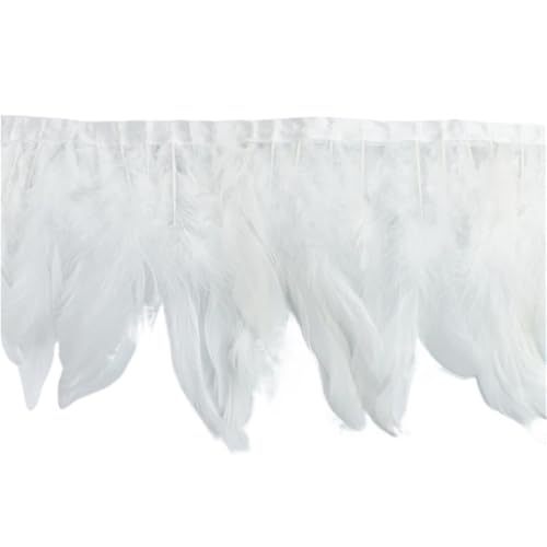 10 Meter Hahnenfedern, Fransenbesatz auf Band, Huhn, Hahn, Fasanenfeder for Kleidung, , Nähen, Dekoration für Bastelarbeiten Hochzeit Party Dekoration(Pure White) von ZYFHYU