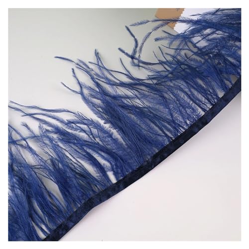 10 Meter Straußenfedern, Fransenbesatz for Handarbeiten und Kunsthandwerk, Federkleid-Zubehör, Federn, Fransen for Kleidung für Bastelarbeiten Hochzeit Party Dekoration(Dark Blue) von ZYFHYU