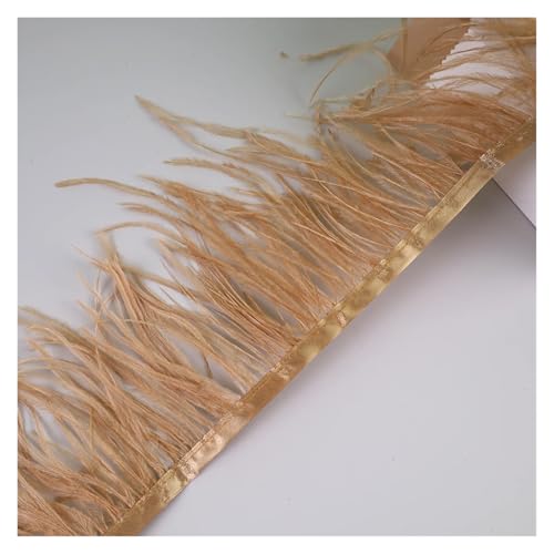 10 Meter Straußenfedern, Fransenbesatz for Handarbeiten und Kunsthandwerk, Federkleid-Zubehör, Federn, Fransen for Kleidung für Bastelarbeiten Hochzeit Party Dekoration(Gold1) von ZYFHYU