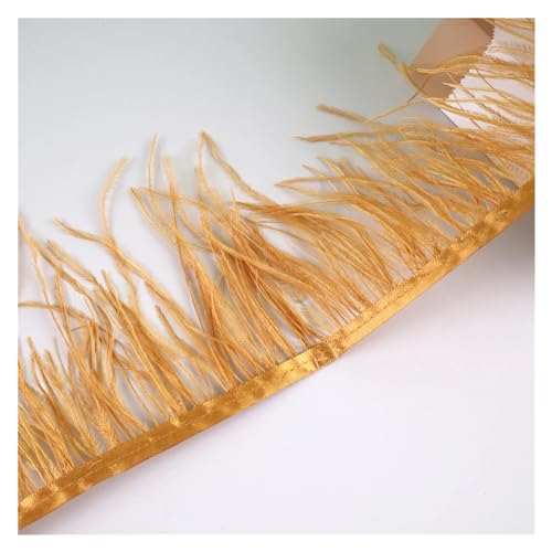10 Meter Straußenfedern, Fransenbesatz for Handarbeiten und Kunsthandwerk, Federkleid-Zubehör, Federn, Fransen for Kleidung für Bastelarbeiten Hochzeit Party Dekoration(Gold2) von ZYFHYU