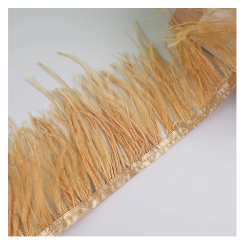 10 Meter Straußenfedern, Fransenbesatz for Handarbeiten und Kunsthandwerk, Federkleid-Zubehör, Federn, Fransen for Kleidung für Bastelarbeiten Hochzeit Party Dekoration(Gold3) von ZYFHYU