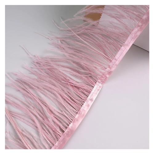 10 Meter Straußenfedern, Fransenbesatz for Handarbeiten und Kunsthandwerk, Federkleid-Zubehör, Federn, Fransen for Kleidung für Bastelarbeiten Hochzeit Party Dekoration(Leather pink1) von ZYFHYU