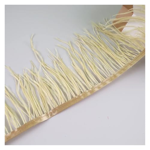 10 Meter Straußenfedern, Fransenbesatz for Handarbeiten und Kunsthandwerk, Federkleid-Zubehör, Federn, Fransen for Kleidung für Bastelarbeiten Hochzeit Party Dekoration(Light Gold) von ZYFHYU