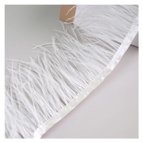 10 Meter Straußenfedern, Fransenbesatz for Handarbeiten und Kunsthandwerk, Federkleid-Zubehör, Federn, Fransen for Kleidung für Bastelarbeiten Hochzeit Party Dekoration(Off White) von ZYFHYU