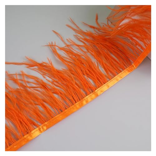 10 Meter Straußenfedern, Fransenbesatz for Handarbeiten und Kunsthandwerk, Federkleid-Zubehör, Federn, Fransen for Kleidung für Bastelarbeiten Hochzeit Party Dekoration(Orange) von ZYFHYU