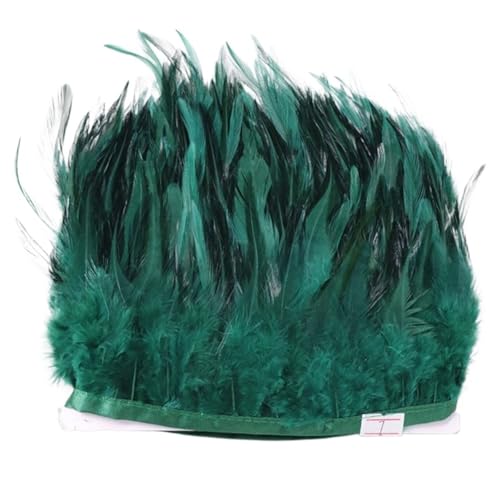 10 Yards Federbesatz Tuch Seitenband Huhn Fasan Kleidung Hochzeit Federband für Bastelarbeiten Hochzeit Party Dekoration(Olive Green) von ZYFHYU