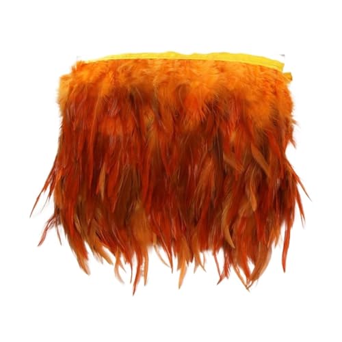 10 Yards Federbesatz Tuch Seitenband Huhn Fasan Kleidung Hochzeit Federband für Bastelarbeiten Hochzeit Party Dekoration(Orange) von ZYFHYU