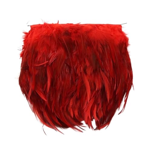 10 Yards Federbesatz Tuch Seitenband Huhn Fasan Kleidung Hochzeit Federband für Bastelarbeiten Hochzeit Party Dekoration(Red) von ZYFHYU