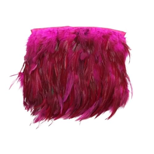 10 Yards Federbesatz Tuch Seitenband Huhn Fasan Kleidung Hochzeit Federband für Bastelarbeiten Hochzeit Party Dekoration(Rose red) von ZYFHYU