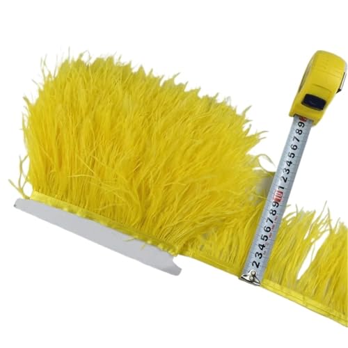 1M 5M 10M 8-10CM Straußenfedern Borten Band Rock DIY Kleidung for Basteln Federn für Bastelarbeiten Hochzeit Party Dekoration(12 Yellow,10 Meters) von ZYFHYU