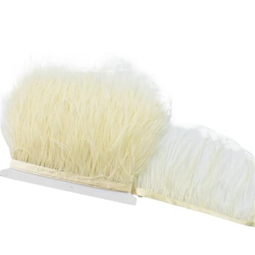 1M 5M 10M 8-10CM Straußenfedern Borten Band Rock DIY Kleidung for Basteln Federn für Bastelarbeiten Hochzeit Party Dekoration(14 Beige,5 Meters) von ZYFHYU