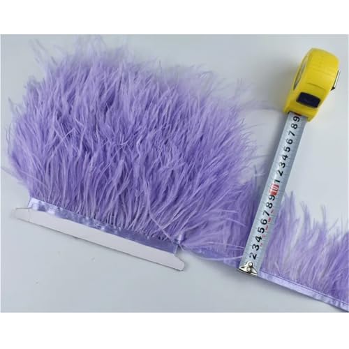 1M 5M 10M 8-10CM Straußenfedern Borten Band Rock DIY Kleidung for Basteln Federn für Bastelarbeiten Hochzeit Party Dekoration(15 Light Purple,1 Meter) von ZYFHYU