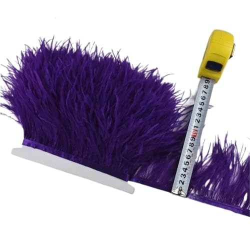 1M 5M 10M 8-10CM Straußenfedern Borten Band Rock DIY Kleidung for Basteln Federn für Bastelarbeiten Hochzeit Party Dekoration(16 Dark Purple,1 Meter) von ZYFHYU