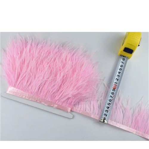 1M 5M 10M 8-10CM Straußenfedern Borten Band Rock DIY Kleidung for Basteln Federn für Bastelarbeiten Hochzeit Party Dekoration(21 Pink,10 Meters) von ZYFHYU