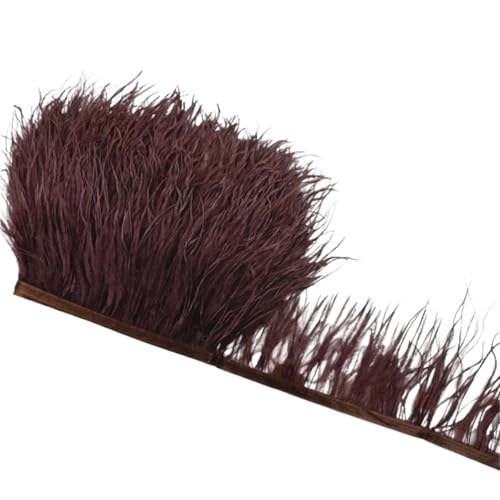 1M 5M 10M 8-10CM Straußenfedern Borten Band Rock DIY Kleidung for Basteln Federn für Bastelarbeiten Hochzeit Party Dekoration(24 Red Coffee,10 Meters) von ZYFHYU