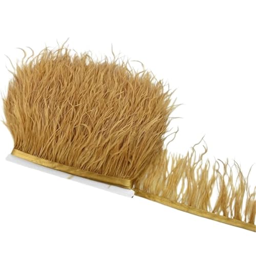 1M 5M 10M 8-10CM Straußenfedern Borten Band Rock DIY Kleidung for Basteln Federn für Bastelarbeiten Hochzeit Party Dekoration(26 Khaki,1 Meter) von ZYFHYU