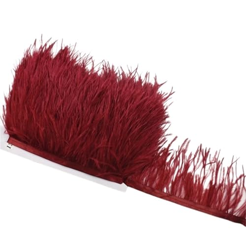 1M 5M 10M 8-10CM Straußenfedern Borten Band Rock DIY Kleidung for Basteln Federn für Bastelarbeiten Hochzeit Party Dekoration(9 Wine red,1 Meter) von ZYFHYU