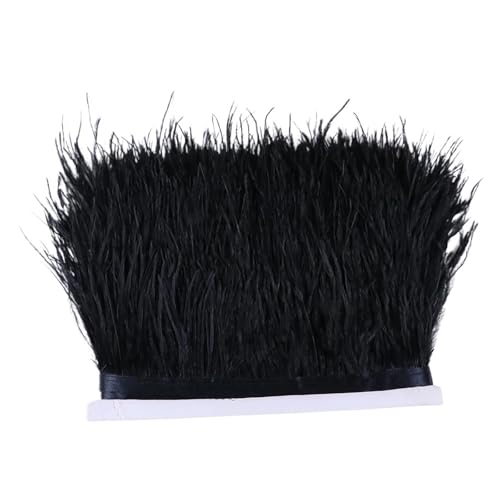 1M 5M 10M 8-10cm Straußenfederborte Band Mehrfarbige Feder for Nähen von Federn Basteln Kleid Kleidung Dekoration für Bastelarbeiten Hochzeit Party Dekoration(Black,1m) von ZYFHYU