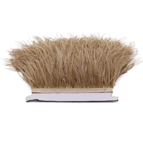 1M 5M 10M 8-10cm Straußenfederborte Band Mehrfarbige Feder for Nähen von Federn Basteln Kleid Kleidung Dekoration für Bastelarbeiten Hochzeit Party Dekoration(Camel,10m) von ZYFHYU