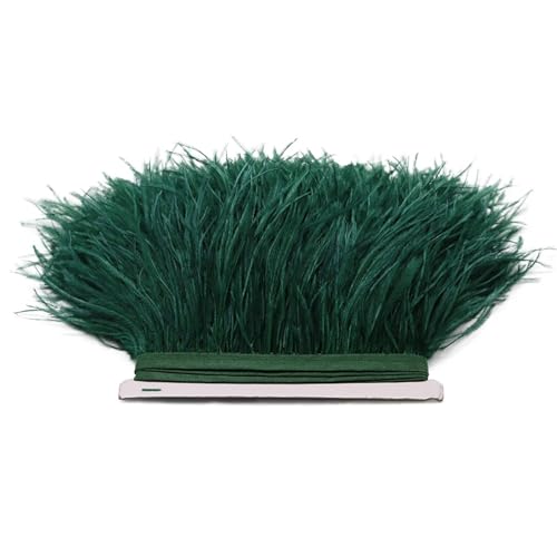 1M 5M 10M 8-10cm Straußenfederborte Band Mehrfarbige Feder for Nähen von Federn Basteln Kleid Kleidung Dekoration für Bastelarbeiten Hochzeit Party Dekoration(Dark Green,10m) von ZYFHYU