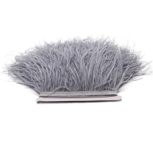 1M 5M 10M 8-10cm Straußenfederborte Band Mehrfarbige Feder for Nähen von Federn Basteln Kleid Kleidung Dekoration für Bastelarbeiten Hochzeit Party Dekoration(Light Gray,1m) von ZYFHYU
