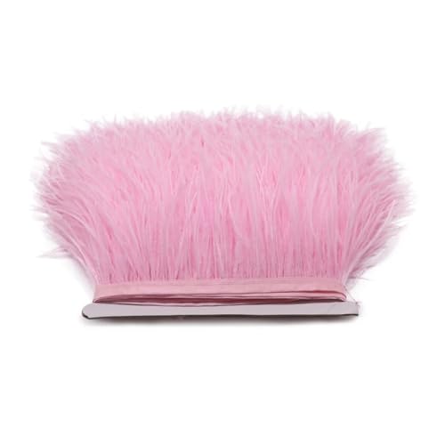 1M 5M 10M 8-10cm Straußenfederborte Band Mehrfarbige Feder for Nähen von Federn Basteln Kleid Kleidung Dekoration für Bastelarbeiten Hochzeit Party Dekoration(Light pink,5M) von ZYFHYU