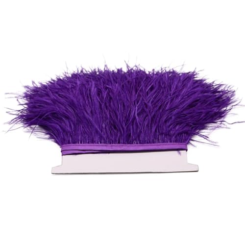 1M 5M 10M 8-10cm Straußenfederborte Band Mehrfarbige Feder for Nähen von Federn Basteln Kleid Kleidung Dekoration für Bastelarbeiten Hochzeit Party Dekoration(Purple,1m) von ZYFHYU