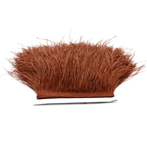1M 5M 10M 8-10cm Straußenfederborte Band Mehrfarbige Feder for Nähen von Federn Basteln Kleid Kleidung Dekoration für Bastelarbeiten Hochzeit Party Dekoration(Red Coffee,1m) von ZYFHYU