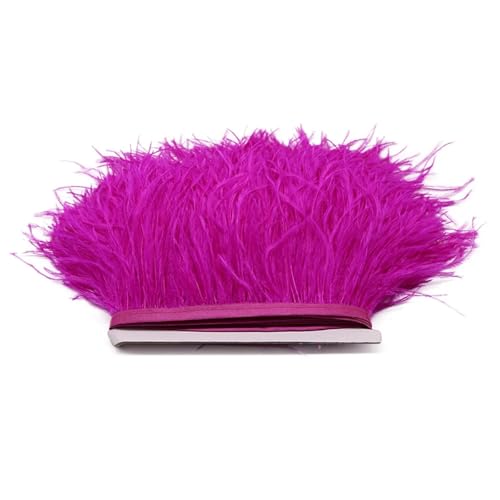 1M 5M 10M 8-10cm Straußenfederborte Band Mehrfarbige Feder for Nähen von Federn Basteln Kleid Kleidung Dekoration für Bastelarbeiten Hochzeit Party Dekoration(Rose Red,1m) von ZYFHYU