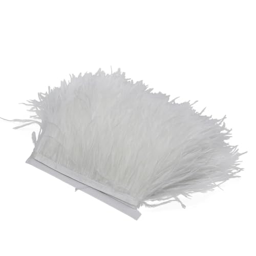 1M 5M 10M 8-10cm Straußenfederborte Band Mehrfarbige Feder for Nähen von Federn Basteln Kleid Kleidung Dekoration für Bastelarbeiten Hochzeit Party Dekoration(White,1m) von ZYFHYU
