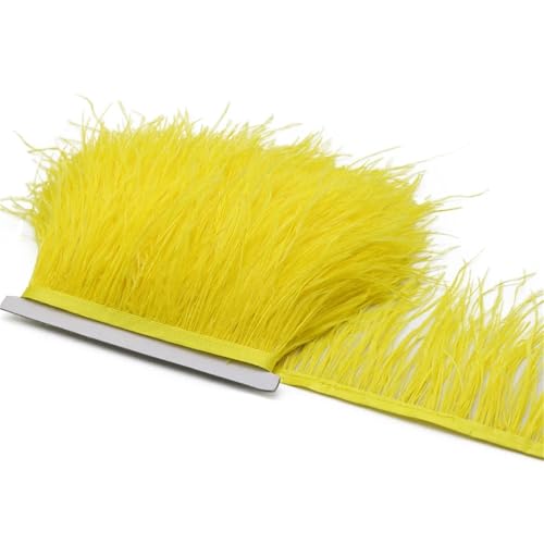 1M 5M 10M 8-10cm Straußenfederborte Band Mehrfarbige Feder for Nähen von Federn Basteln Kleid Kleidung Dekoration für Bastelarbeiten Hochzeit Party Dekoration(Yellow,1m) von ZYFHYU