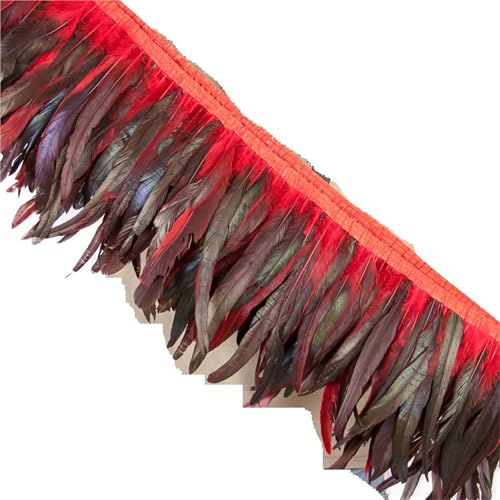 1M Federbesatz Hahn Langes Band 25-30CM/10-12 Zoll for Handarbeiten Hochzeit Party Kleid Kleidung Dekoration für Bastelarbeiten Hochzeit Party Dekoration(Green3) von ZYFHYU