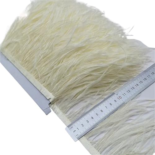 2/5/10 Yards Straußenfederband Straußenfedern Trim Fransen Kleidung Dekoration für Bastelarbeiten Hochzeit Party Dekoration(Beige,10 Yards) von ZYFHYU