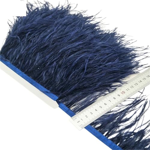 2/5/10 Yards Straußenfederband Straußenfedern Trim Fransen Kleidung Dekoration für Bastelarbeiten Hochzeit Party Dekoration(Blue,10 Yards) von ZYFHYU