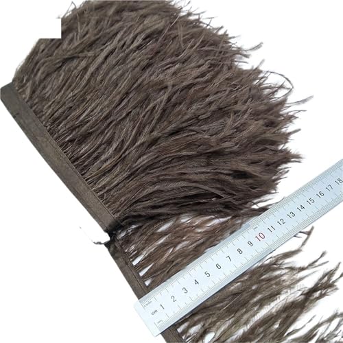2/5/10 Yards Straußenfederband Straußenfedern Trim Fransen Kleidung Dekoration für Bastelarbeiten Hochzeit Party Dekoration(Dark Coffee,10 Yards) von ZYFHYU