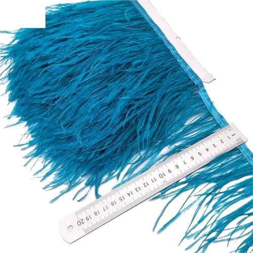 2/5/10 Yards Straußenfederband Straußenfedern Trim Fransen Kleidung Dekoration für Bastelarbeiten Hochzeit Party Dekoration(Deep Sky Blue,10 Yards) von ZYFHYU