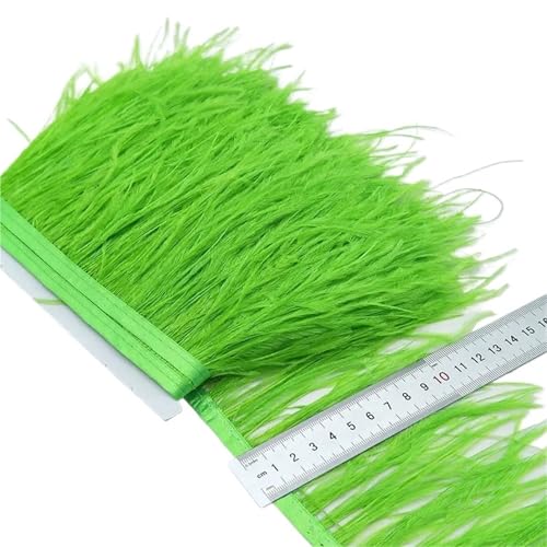 2/5/10 Yards Straußenfederband Straußenfedern Trim Fransen Kleidung Dekoration für Bastelarbeiten Hochzeit Party Dekoration(Fruit Green,10 Yards) von ZYFHYU