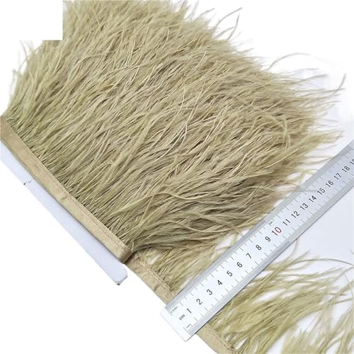 2/5/10 Yards Straußenfederband Straußenfedern Trim Fransen Kleidung Dekoration für Bastelarbeiten Hochzeit Party Dekoration(Gold,5 Yards) von ZYFHYU