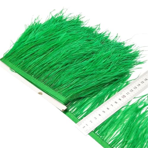 2/5/10 Yards Straußenfederband Straußenfedern Trim Fransen Kleidung Dekoration für Bastelarbeiten Hochzeit Party Dekoration(Green,5 Yards) von ZYFHYU