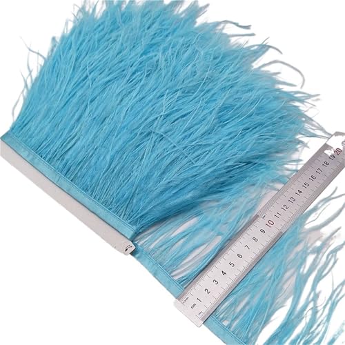 2/5/10 Yards Straußenfederband Straußenfedern Trim Fransen Kleidung Dekoration für Bastelarbeiten Hochzeit Party Dekoration(Light Blue,10 Yards) von ZYFHYU