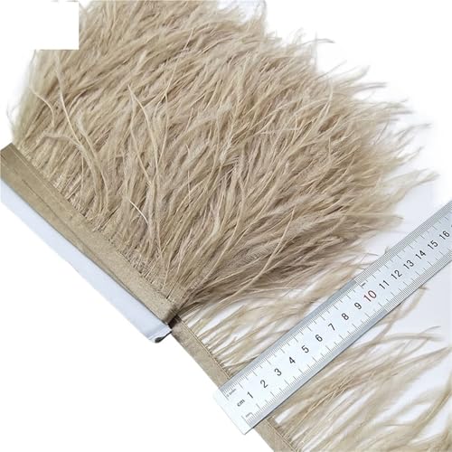 2/5/10 Yards Straußenfederband Straußenfedern Trim Fransen Kleidung Dekoration für Bastelarbeiten Hochzeit Party Dekoration(Light Coffee,10 Yards) von ZYFHYU