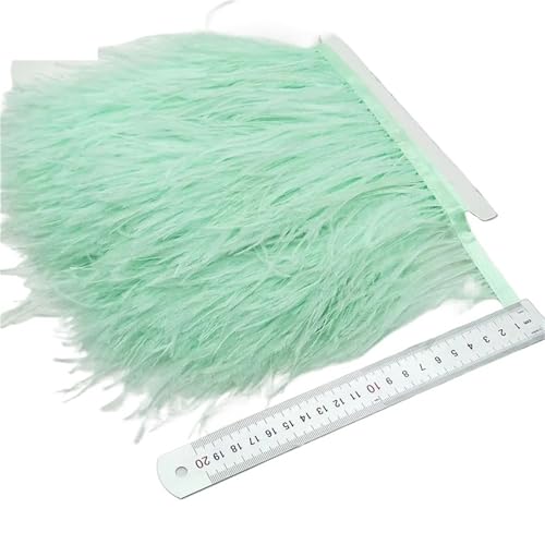 2/5/10 Yards Straußenfederband Straußenfedern Trim Fransen Kleidung Dekoration für Bastelarbeiten Hochzeit Party Dekoration(Mint Green,10 Yards) von ZYFHYU