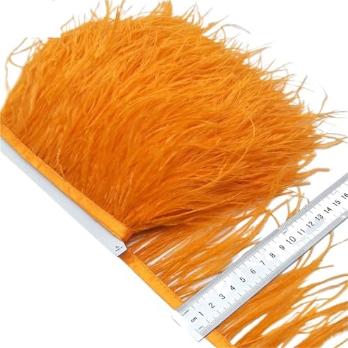 2/5/10 Yards Straußenfederband Straußenfedern Trim Fransen Kleidung Dekoration für Bastelarbeiten Hochzeit Party Dekoration(Orange,2 Yards) von ZYFHYU