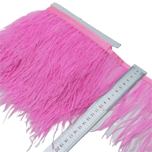 2/5/10 Yards Straußenfederband Straußenfedern Trim Fransen Kleidung Dekoration für Bastelarbeiten Hochzeit Party Dekoration(Pink,10 Yards) von ZYFHYU