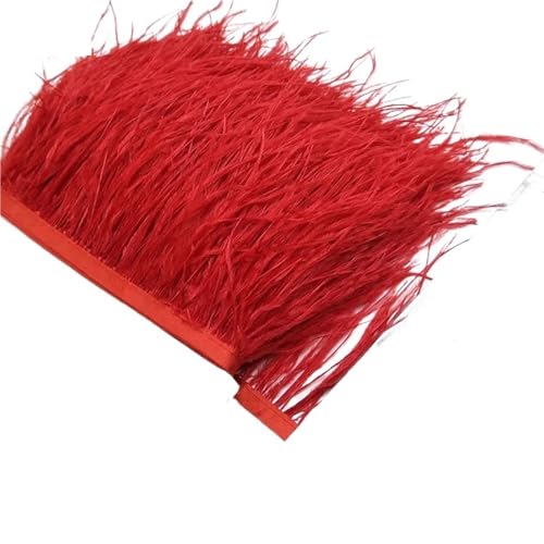 2/5/10 Yards Straußenfederband Straußenfedern Trim Fransen Kleidung Dekoration für Bastelarbeiten Hochzeit Party Dekoration(Red,10 Yards) von ZYFHYU