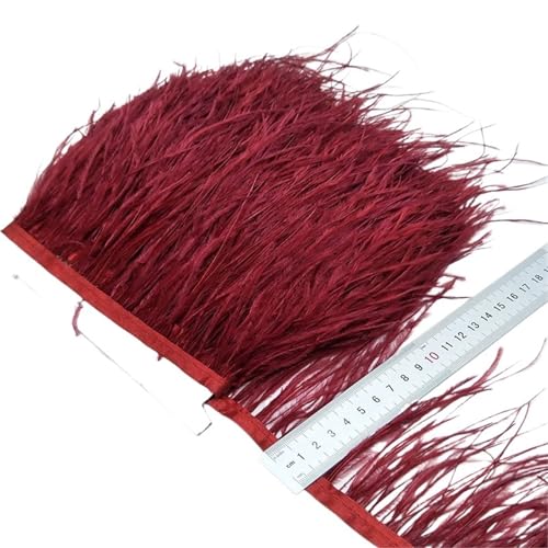 2/5/10 Yards Straußenfederband Straußenfedern Trim Fransen Kleidung Dekoration für Bastelarbeiten Hochzeit Party Dekoration(Red2,10 Yards) von ZYFHYU