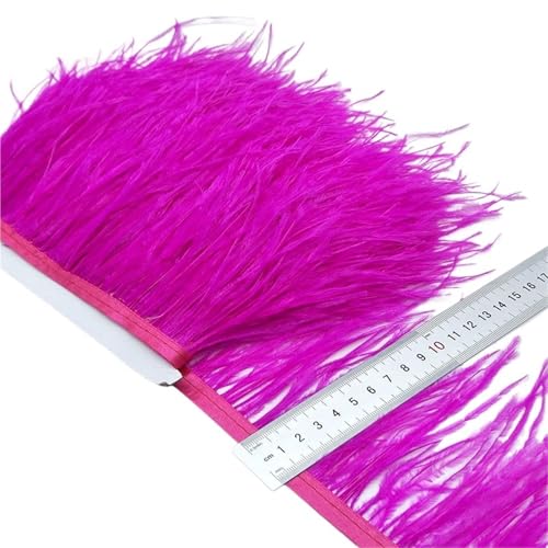 2/5/10 Yards Straußenfederband Straußenfedern Trim Fransen Kleidung Dekoration für Bastelarbeiten Hochzeit Party Dekoration(Rose,10 Yards) von ZYFHYU