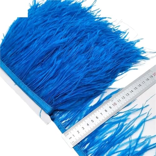 2/5/10 Yards Straußenfederband Straußenfedern Trim Fransen Kleidung Dekoration für Bastelarbeiten Hochzeit Party Dekoration(Sky bkue,10 Yards) von ZYFHYU